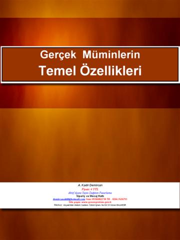 Müminlerin Temel Özellikleri /Kitap/ Yeni